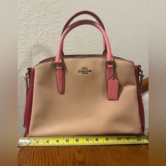 Coach Colorblock Satchel With Crossbody in Taupe / Pink / Red - Picture 6 of 13